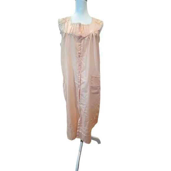 HOHANA MOO MOO VINTAGE NIGHTGOWN DELICATE PEACH WITH LACE TRIM WOMENS XL - Picture 1 of 8